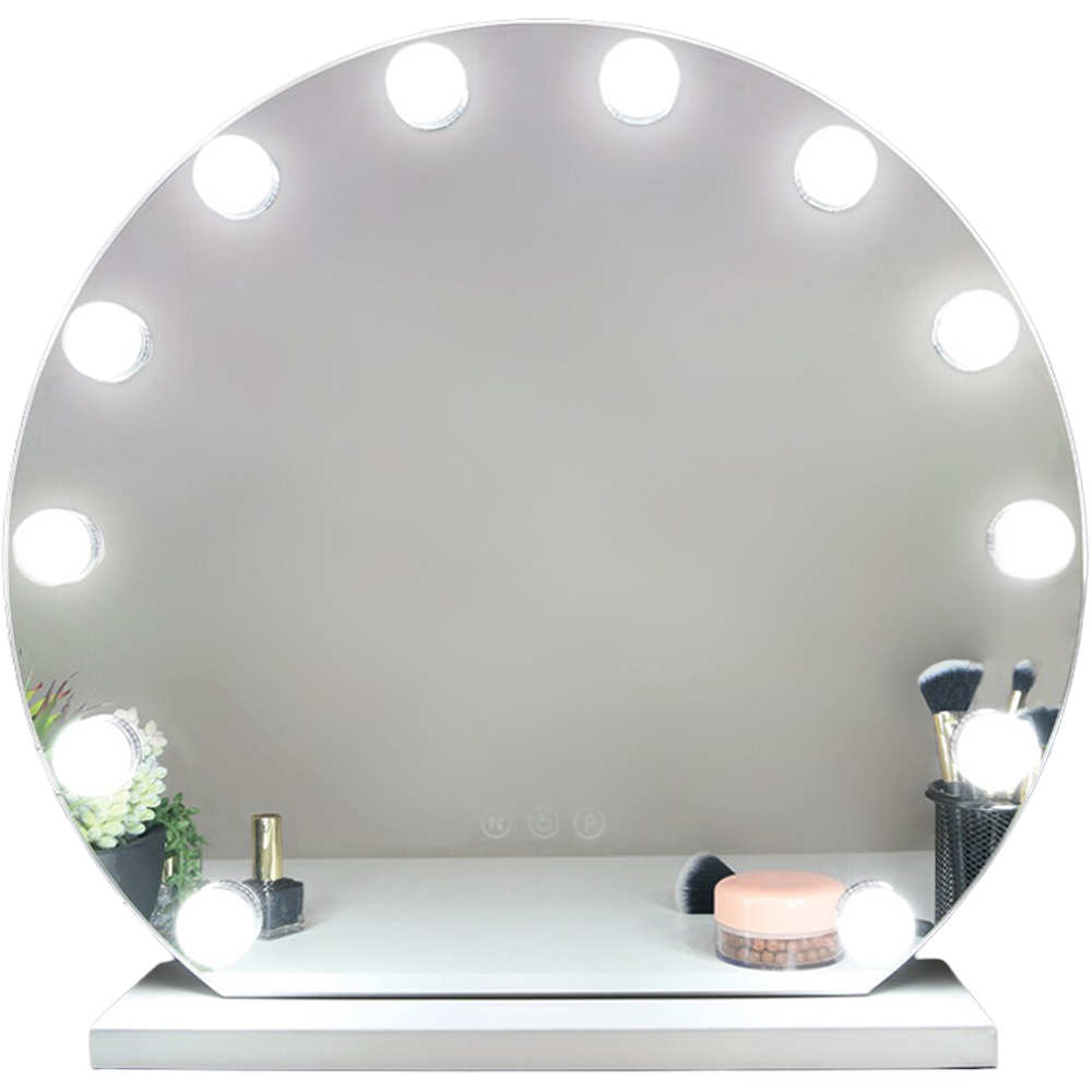 Lila Round Light Up LED Mirror Image 1