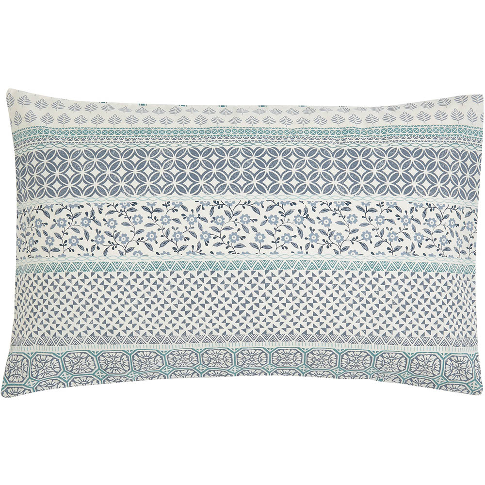 Helena Springfield Super King Size Blue and Teal Folk Stripe Duvet Set Image 2