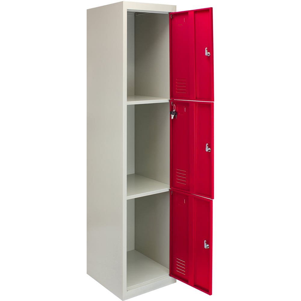 Monstershop 3 Door Red Metal Storage Locker 3 Pack Image 5