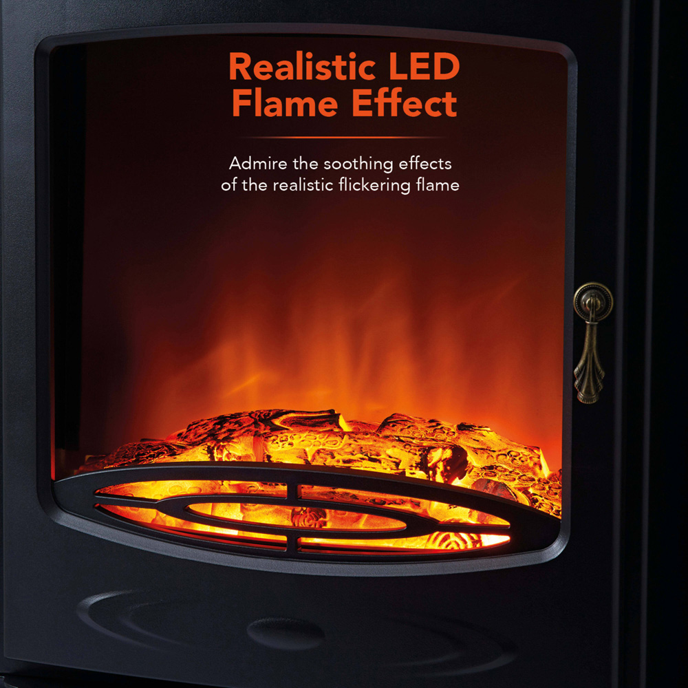 Warmlite Cambridge Black and Oak Stove Fireplace Suite with LED Flame Effect 1850W 40 inch Image 4