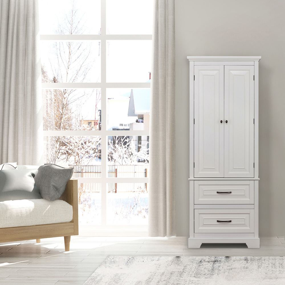 Teamson Home St James 2 Door 2 Drawer White Tower Cabinet Image 7