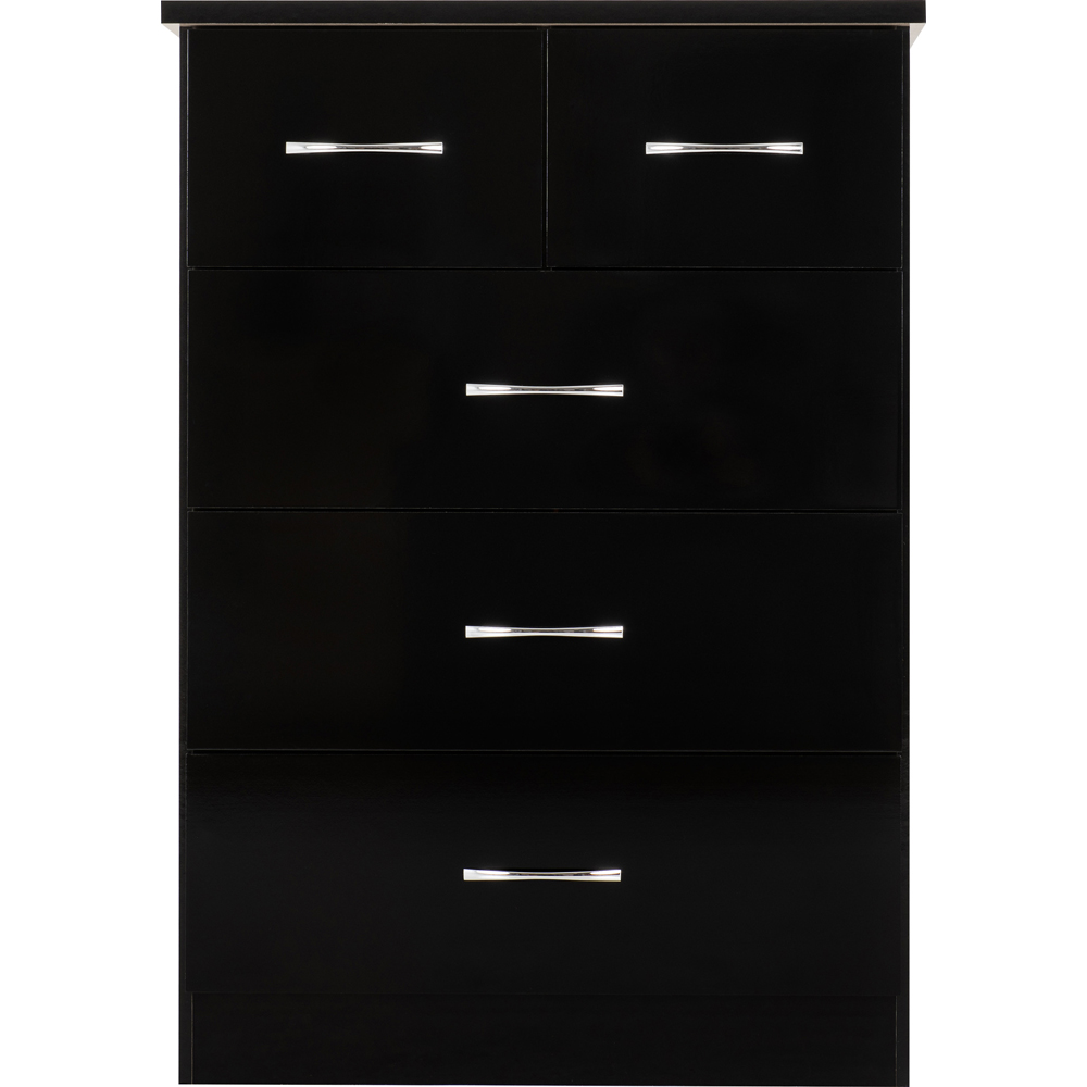 Seconique Nevada 5 Drawer Black Gloss Chest of Drawers Image 3