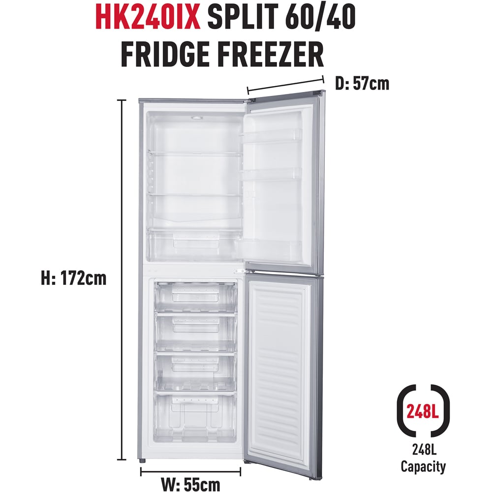 Haden HK240IX Silver 60/40 Split 248L Fridge Freezer Image 4