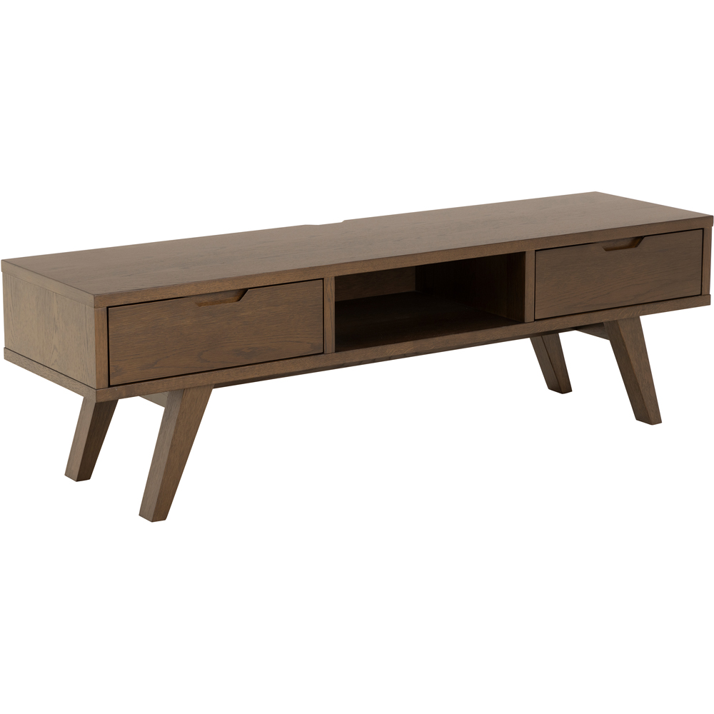 Florence A Line 2 Drawer Single Shelf Smoked Oak TV Unit Image 2