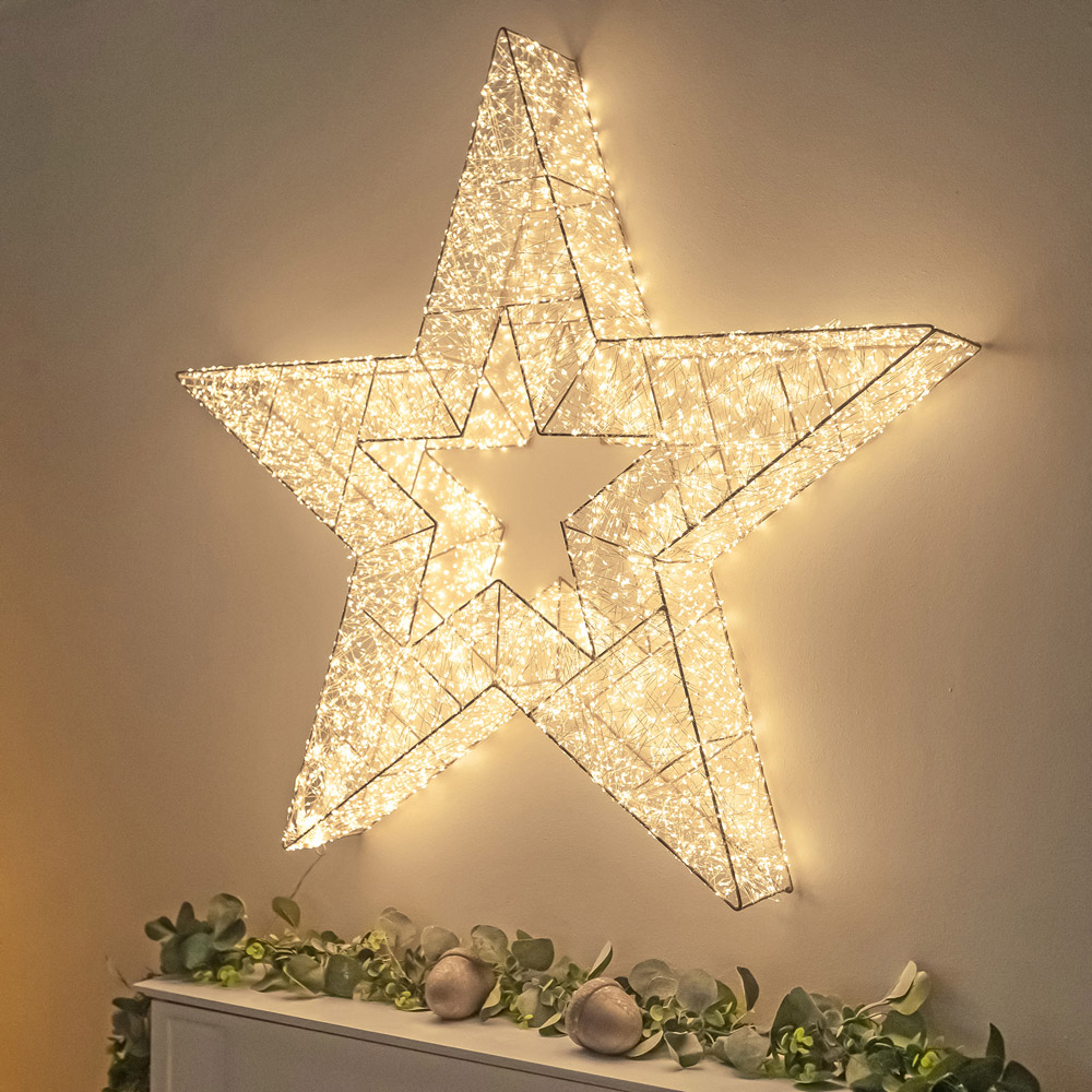 The Christmas Centre 10000 Warm White LED Micro Lights Pre-Lit Gold Light-Up Star 97cm Image 6