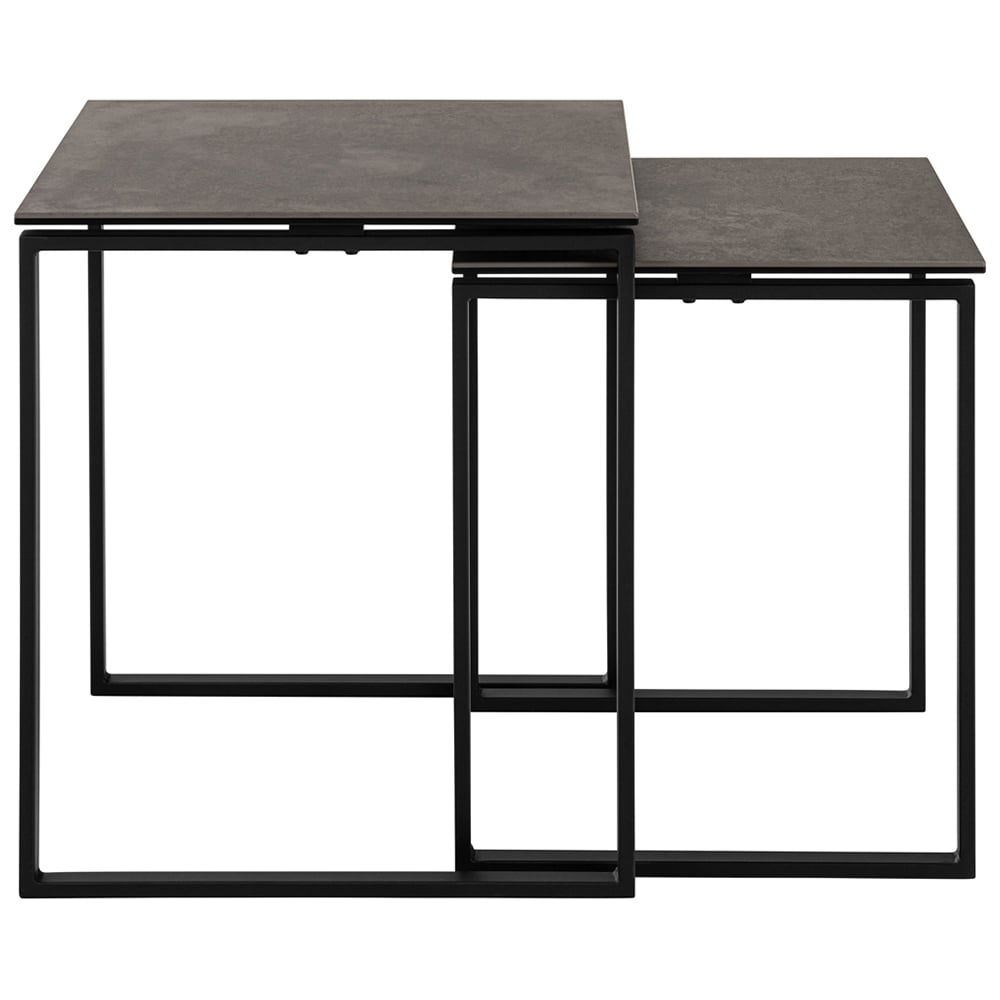 Florence Katrine Black Ceramic Square Nest of Coffee Tables Set of 2 Image 2