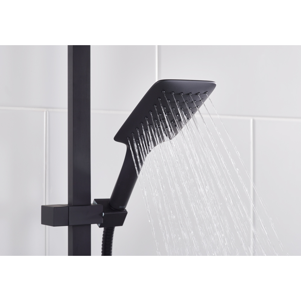 Bristan Quadrato Matt Black Cool Touch Thermostatic Bar Shower with Handset Image 6