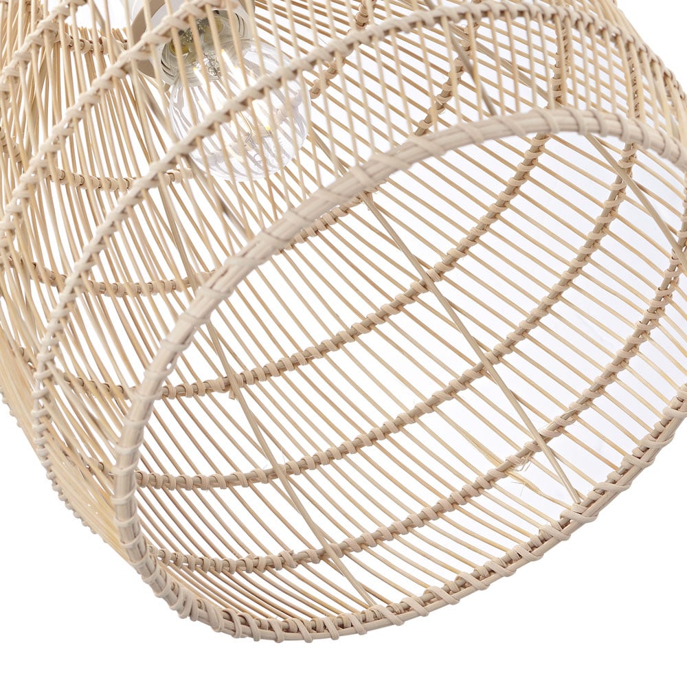 Happy Homewares Natural Brown Rattan Vintage Spiral Cage Pendant Shade Image 5