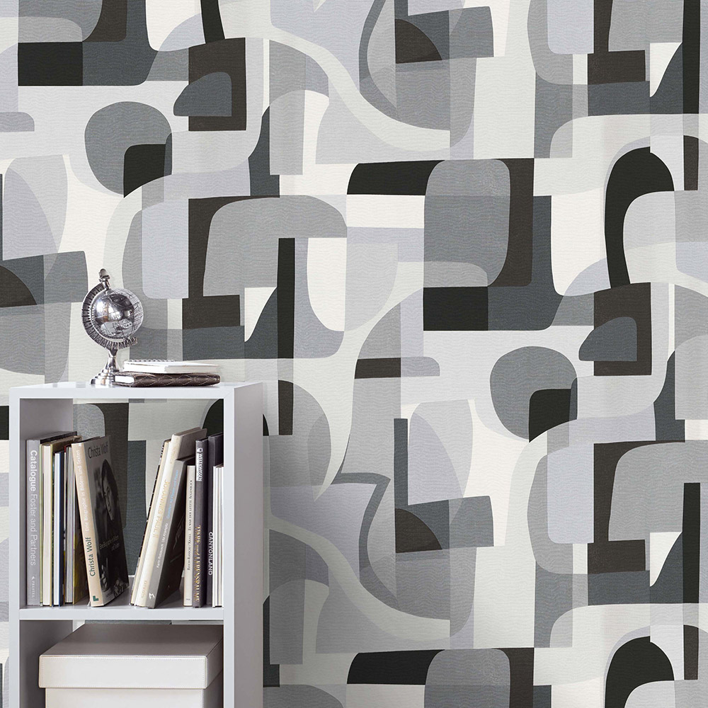 Erismann Fragment Geometric Grey Vinyl Wallpaper Image 4