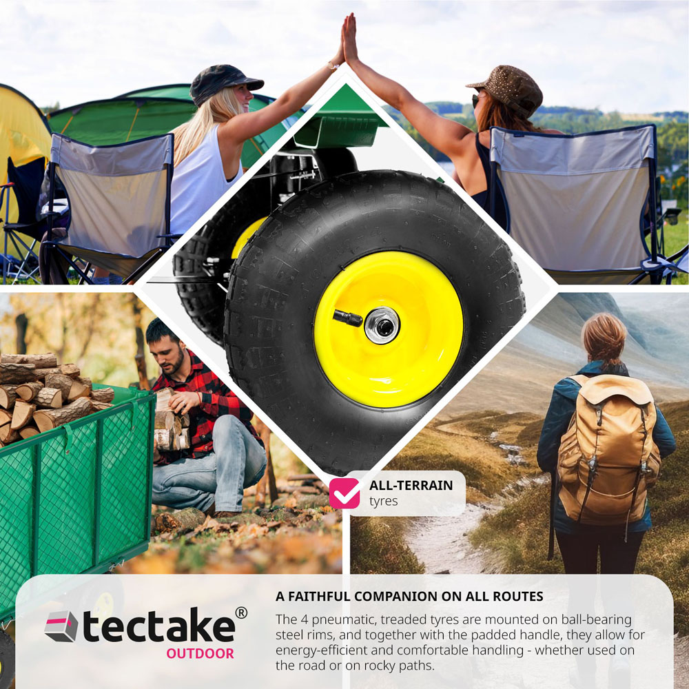 tectake Green Garden Trolley with Foldable Side Walls and Padded Handle 544kg Image 5