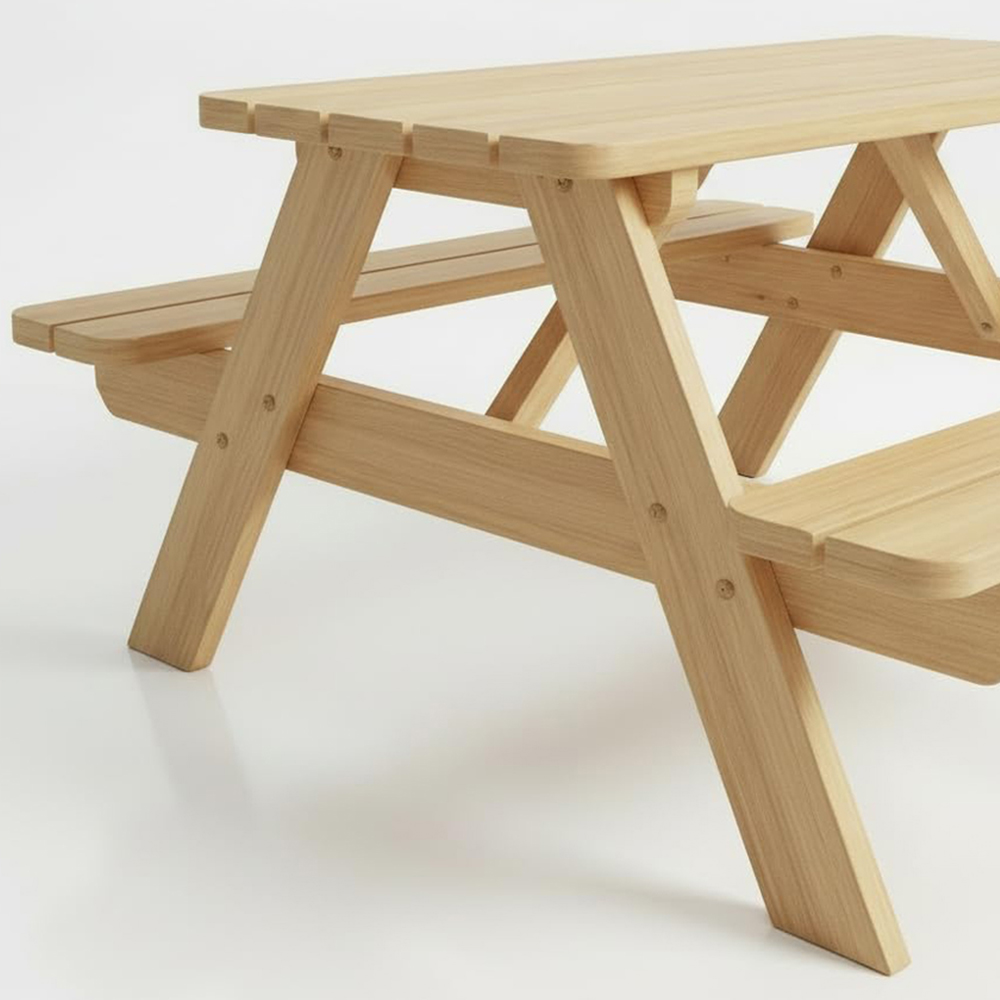 AMATA Children's Natural Classic Wooden Picnic Table Image 3