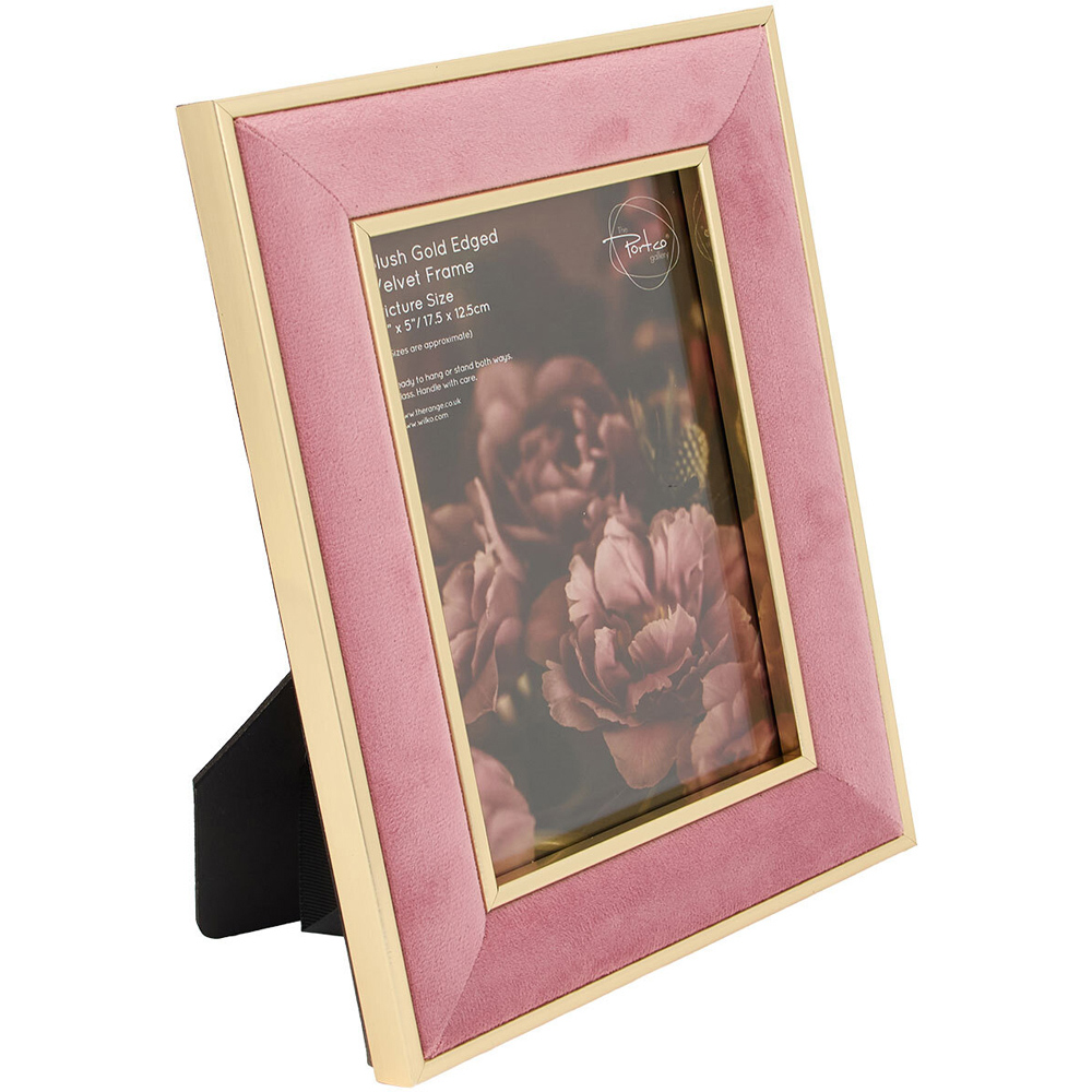 Gold Edged Velvet Photo Frame Blush 7 x 5 inch Image 5