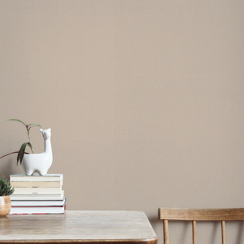 Elle Decoration Luxury Plain Beige Woven Vinyl Wallpaper by Erismann Image 4