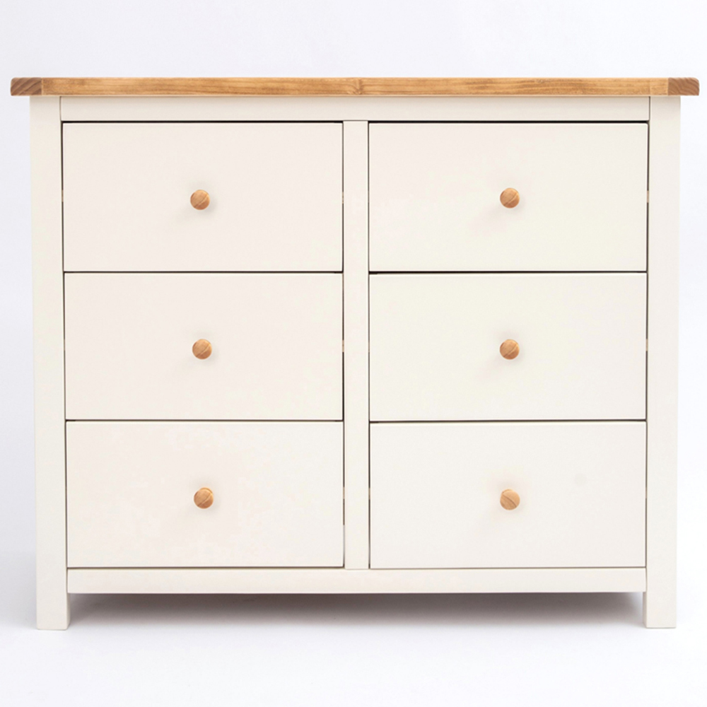 Cabinet Bits Maggiori 6 Drawer White Wood Knob Chest of Drawers Image 3