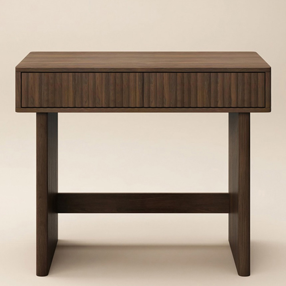 SOLACE+CO Velmor Walnut 2 Drawer Ribbed Dressing Table Image 3