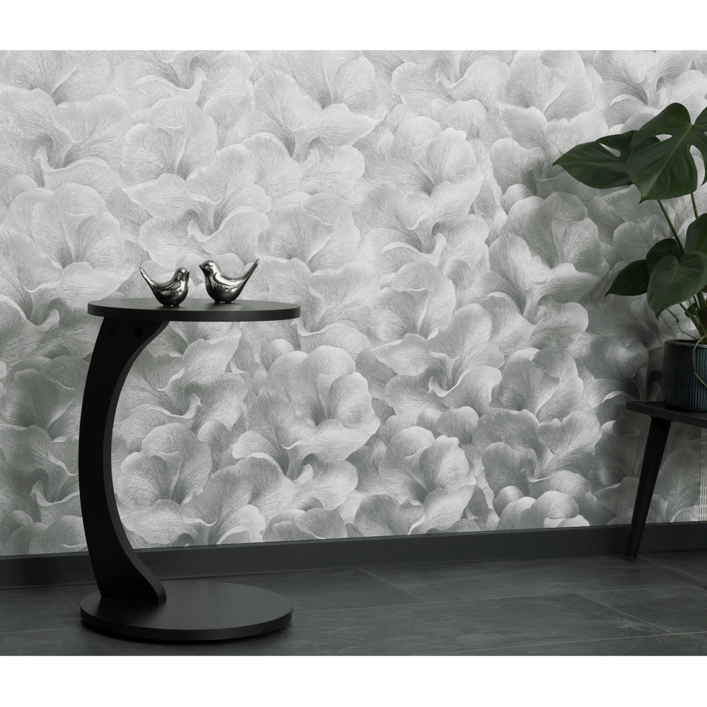 Erismann Floral Glow Silver Vinyl Wallpaper Image 2