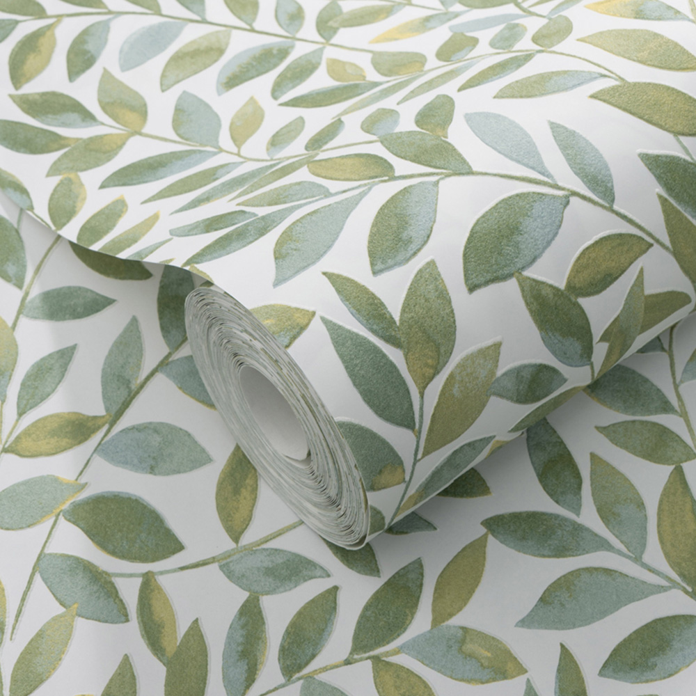 Erismann Ameroso Morris Style Leaf Green Wallpaper Image 2