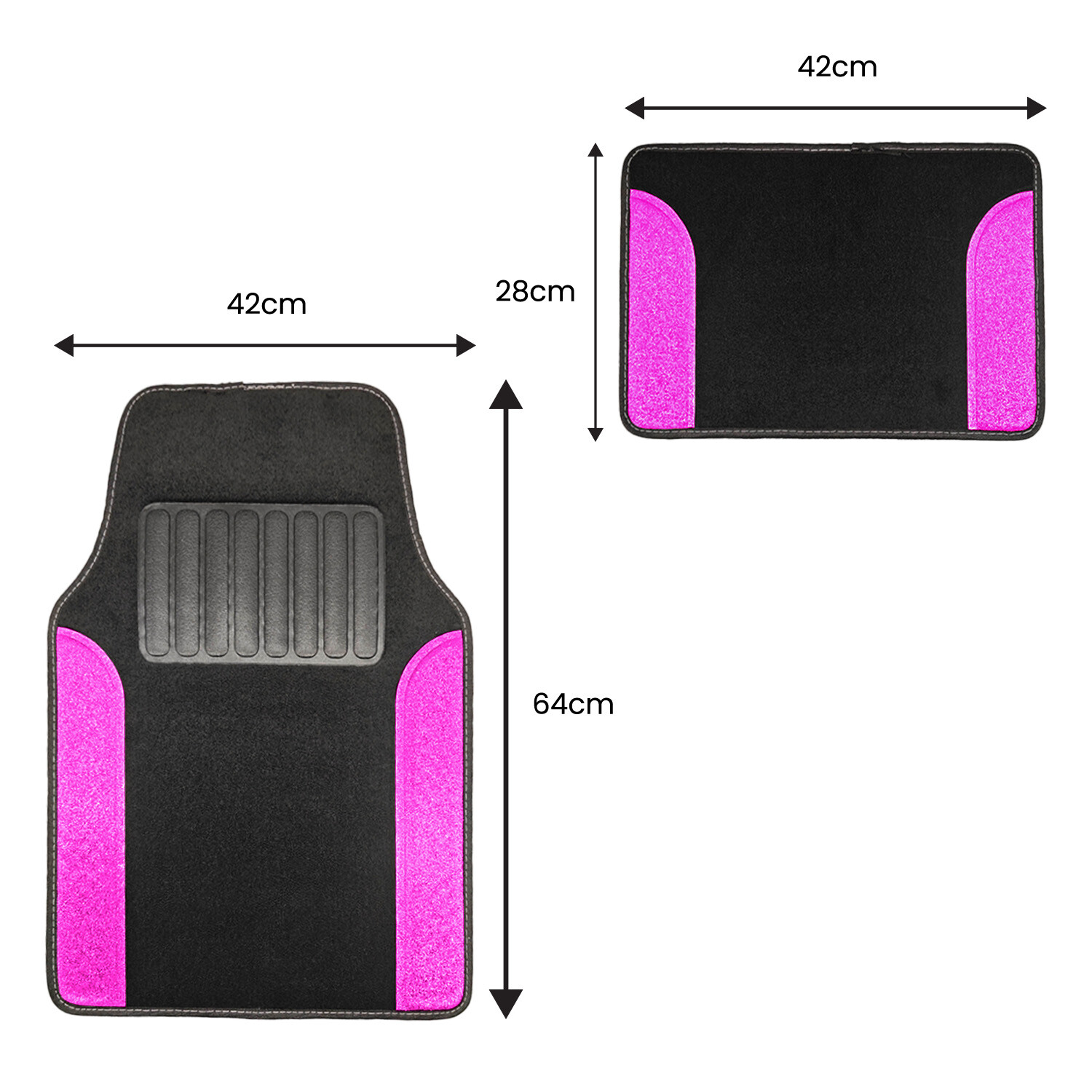 Pack of 4 Simply Auto Pink Bling Carpet MatsPink Image 3