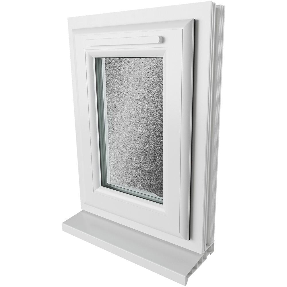 Crystal uPVC Double Glazed Window Top Hung Opener White Obscure Glass 440x610mm Image 9