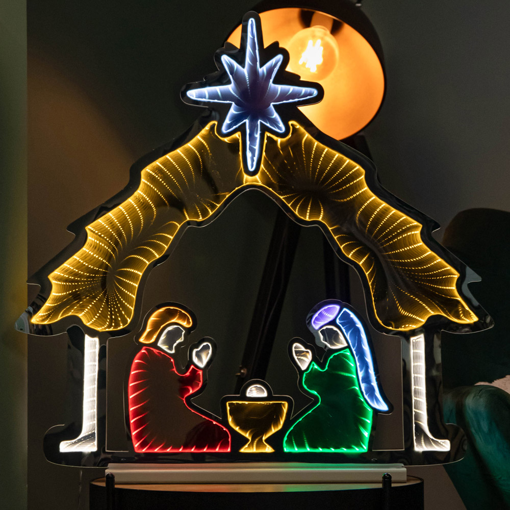 Samuel Alexander Multicolour LED Light Up Nativity Scene Infinity Christmas Decoration 65cm Image 6