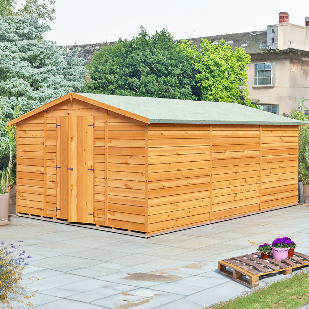 Shire 10 x 15ft Double Door Overlap Apex Wooden Shed Image 1