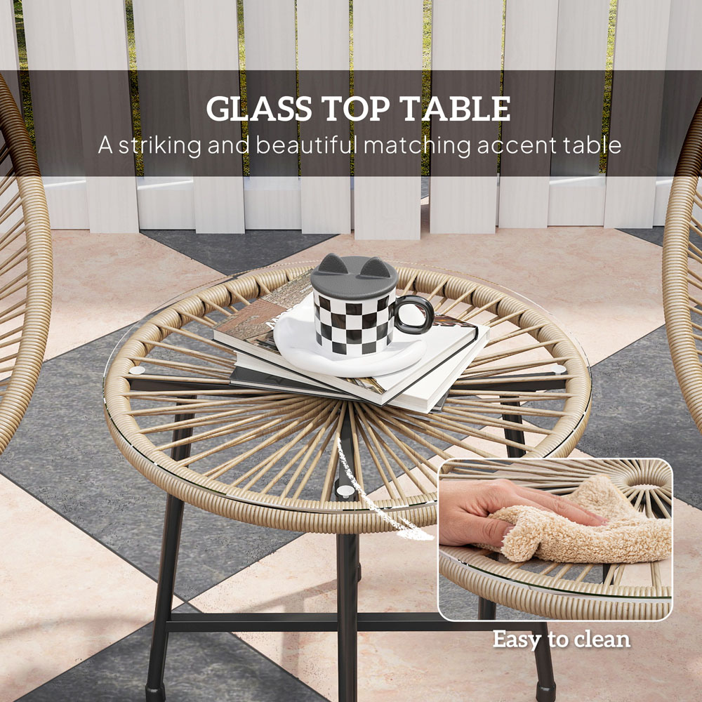 Outsunny Acapulco 3 Piece Rattan Bistro Set Natural Image 6