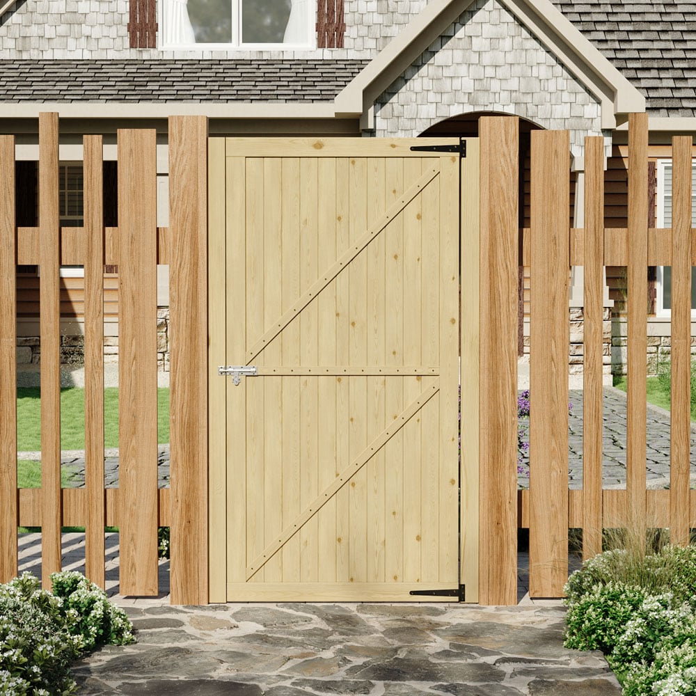Living and Home Wooden Garden Gate with Door Latch 70.8 x 35.4 inch Image 7