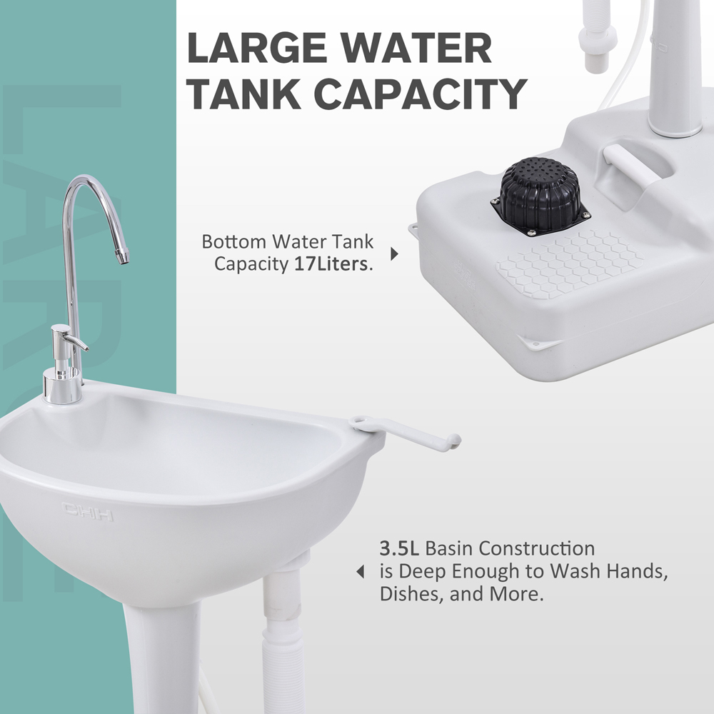 Outsunny 17L Portable Camping Sink with Towel Holder and Soap Dispenser Image 4
