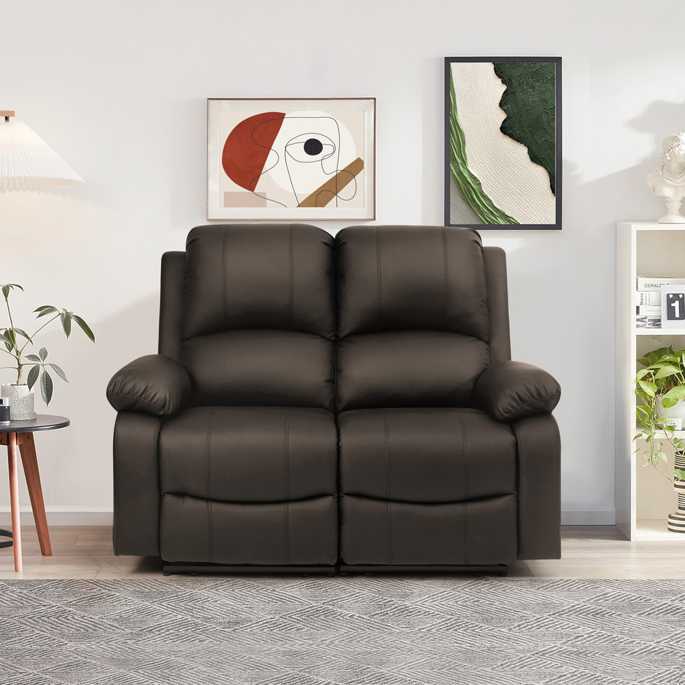 Comfy Living 6 Seater Brown PU Leather Electric Recliner Sofa Set Image 8