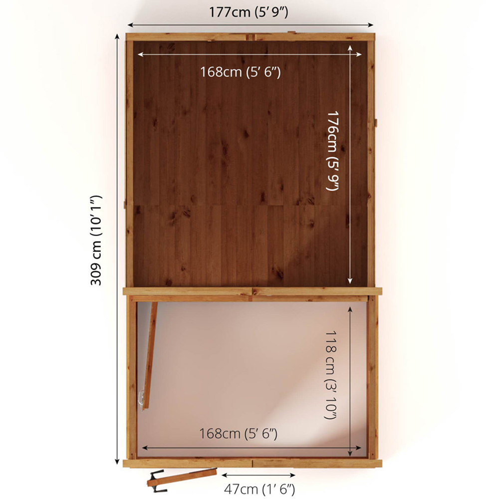 Mercia Woodsman Styrene 10 x 6ft Greenhouse and Shed Image 9
