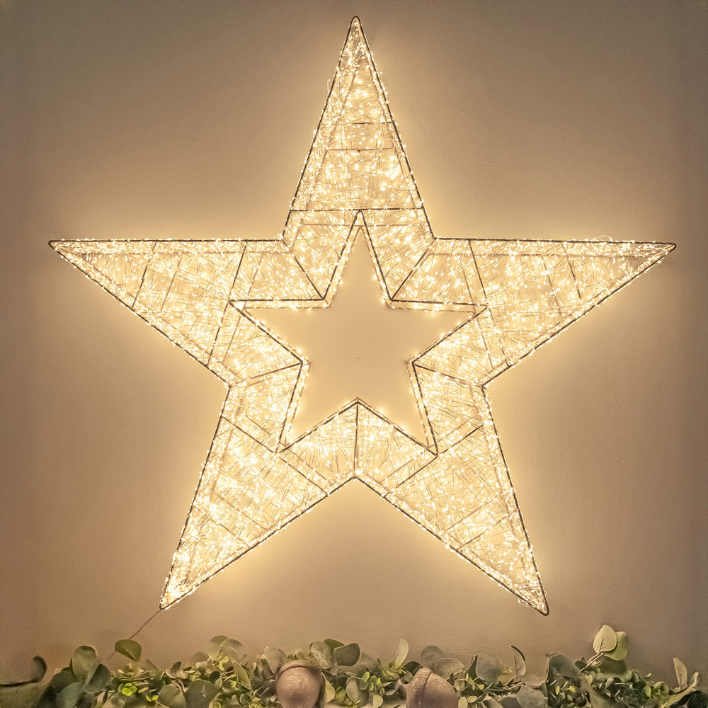 The Christmas Centre 10000 Warm White LED Micro Lights Pre-Lit Gold Light-Up Star 97cm Image 5