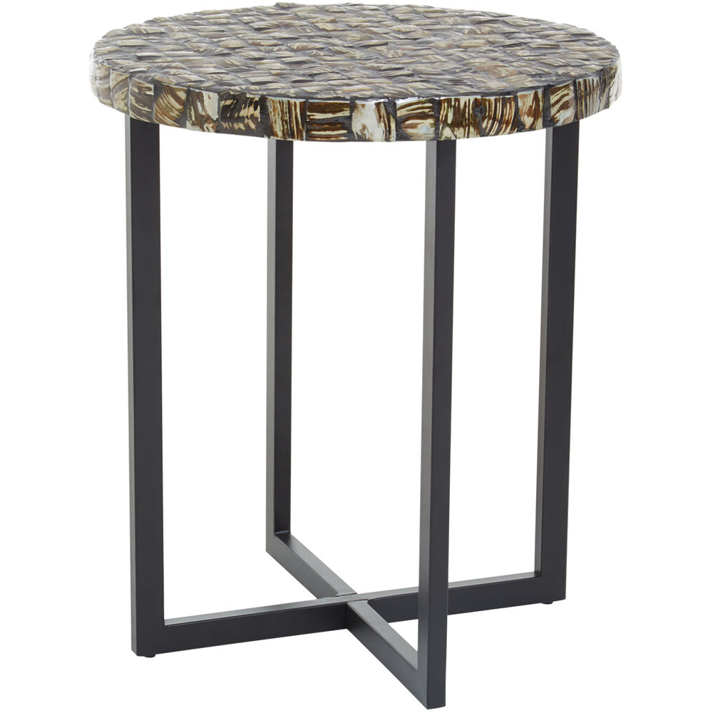 Premier Housewares Handcrafted Shell Detail Round Side Table Image 2