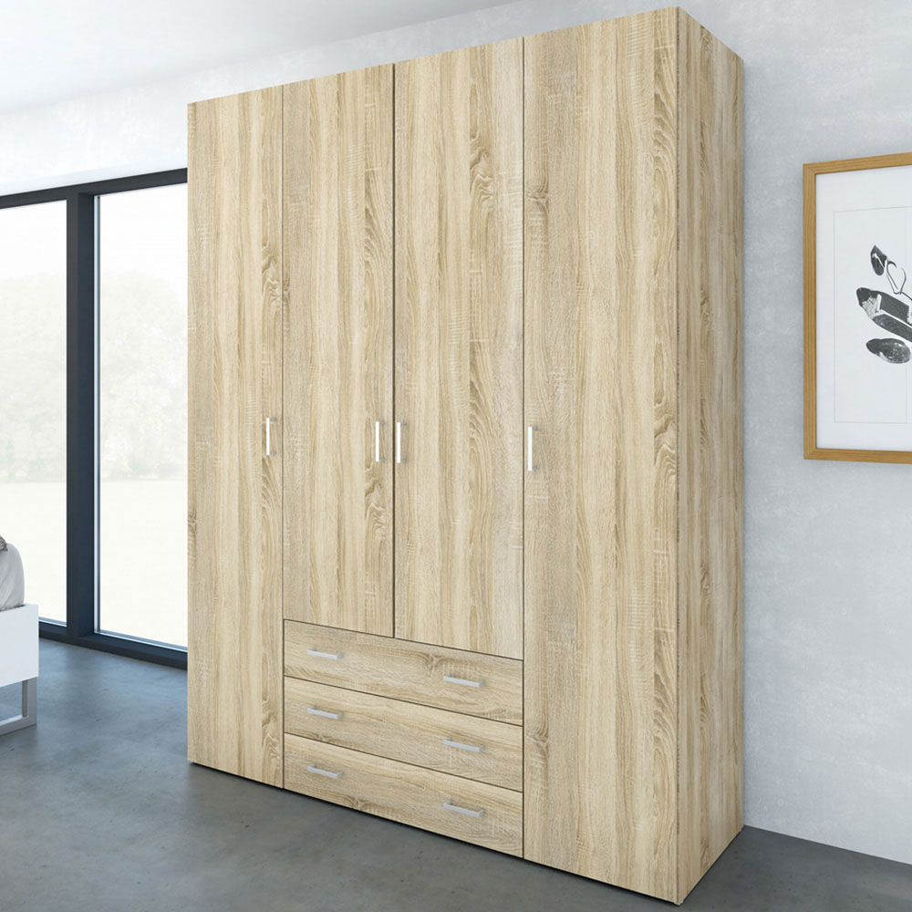 Florence Space 4 Door 3 Drawer Oak Wardrobe Image 1
