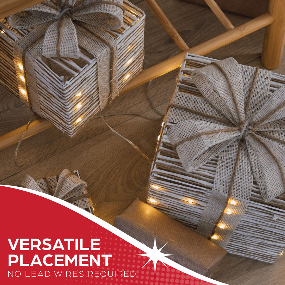 The Christmas Workshop 60 Warm White LED Natural Gift Box Decoration Set of 3 Image 7