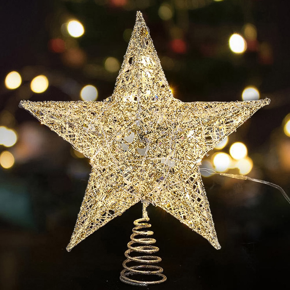 Living and Home Gold Sequins Star Christmas Tree Topper 20cm Image 2