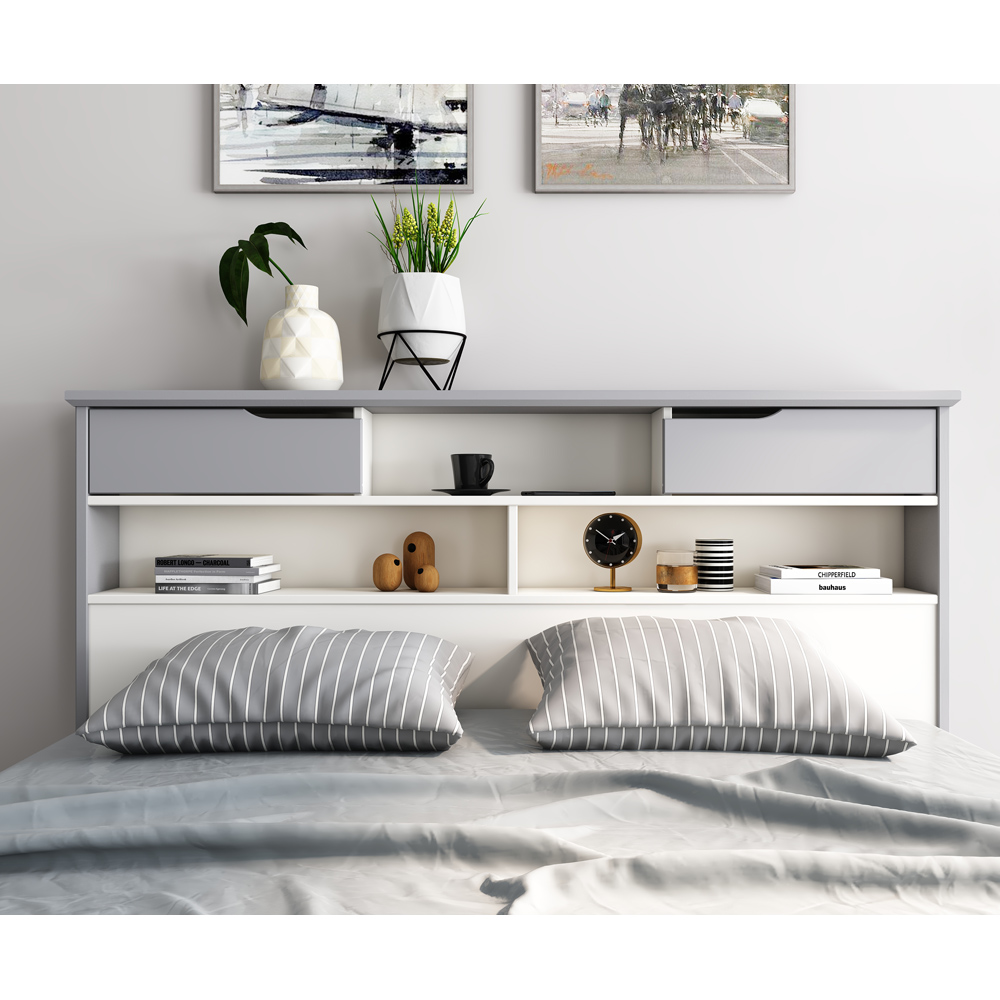 Fabio Double Grey and White Wooden Storage Bed Image 4