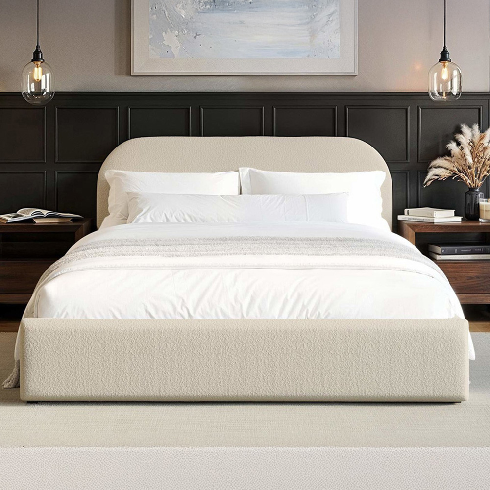 Flair Alba King Size Cream Boucle Ottoman Bed Image 5