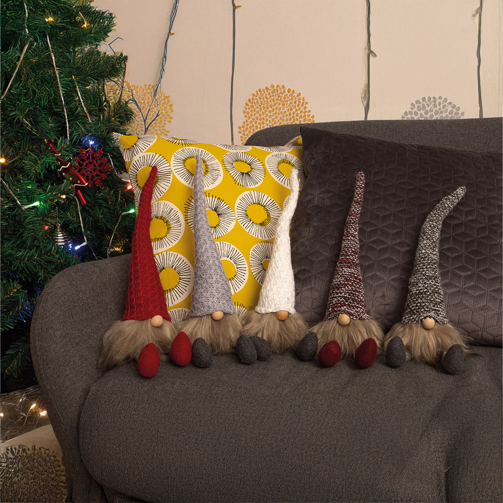 St Helens Grey Hat Fabric Santa Gonk Christmas Decoration Image 8