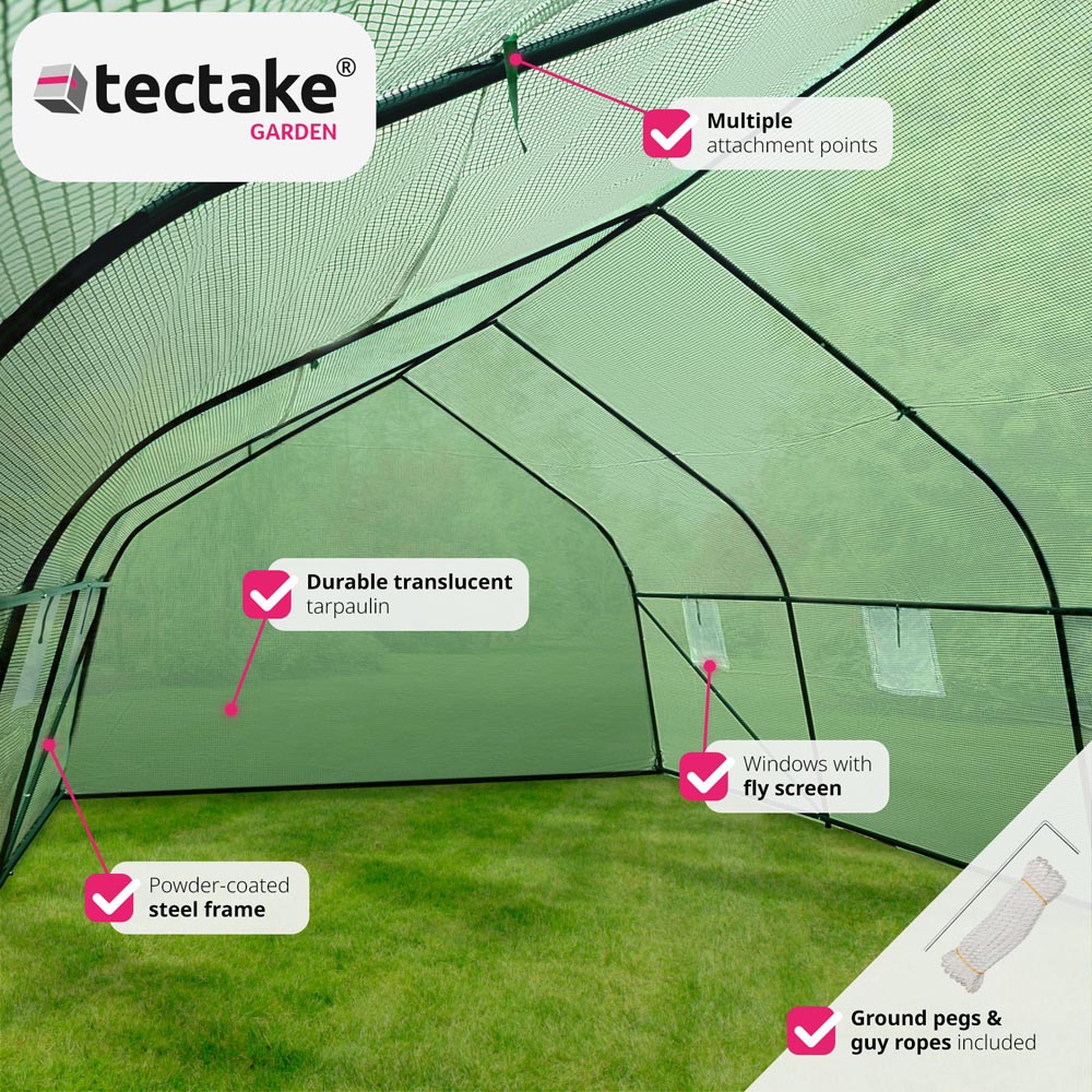 tectake 9.8 x 19.6ft Polytunnel Greenhouse with Windows Image 3