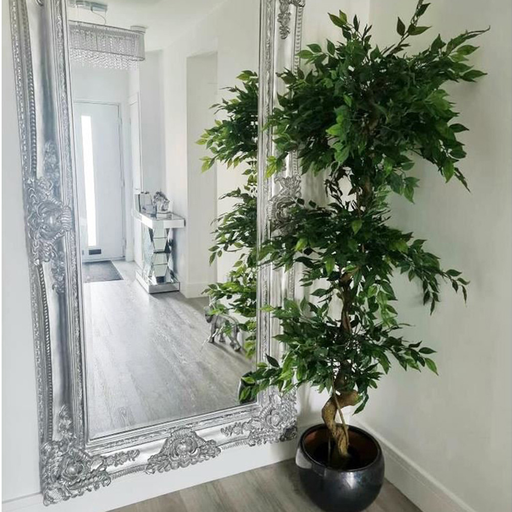 Leaf Ficus Triple Ball Artificial Tree with Silver Metal Planter 182cm Image 2