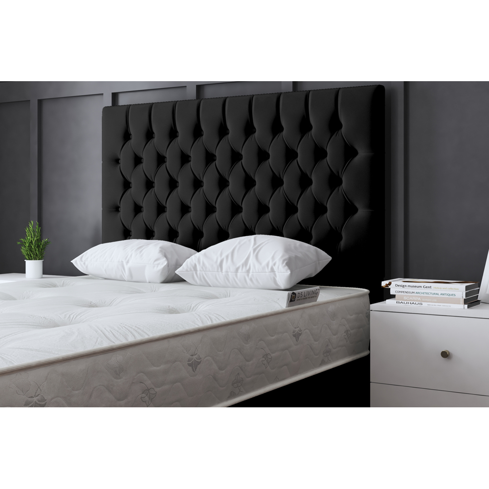 DS Living Seraphine Small Single Black Upholstered Panel Divan Bed with 2 Drawer Image 3
