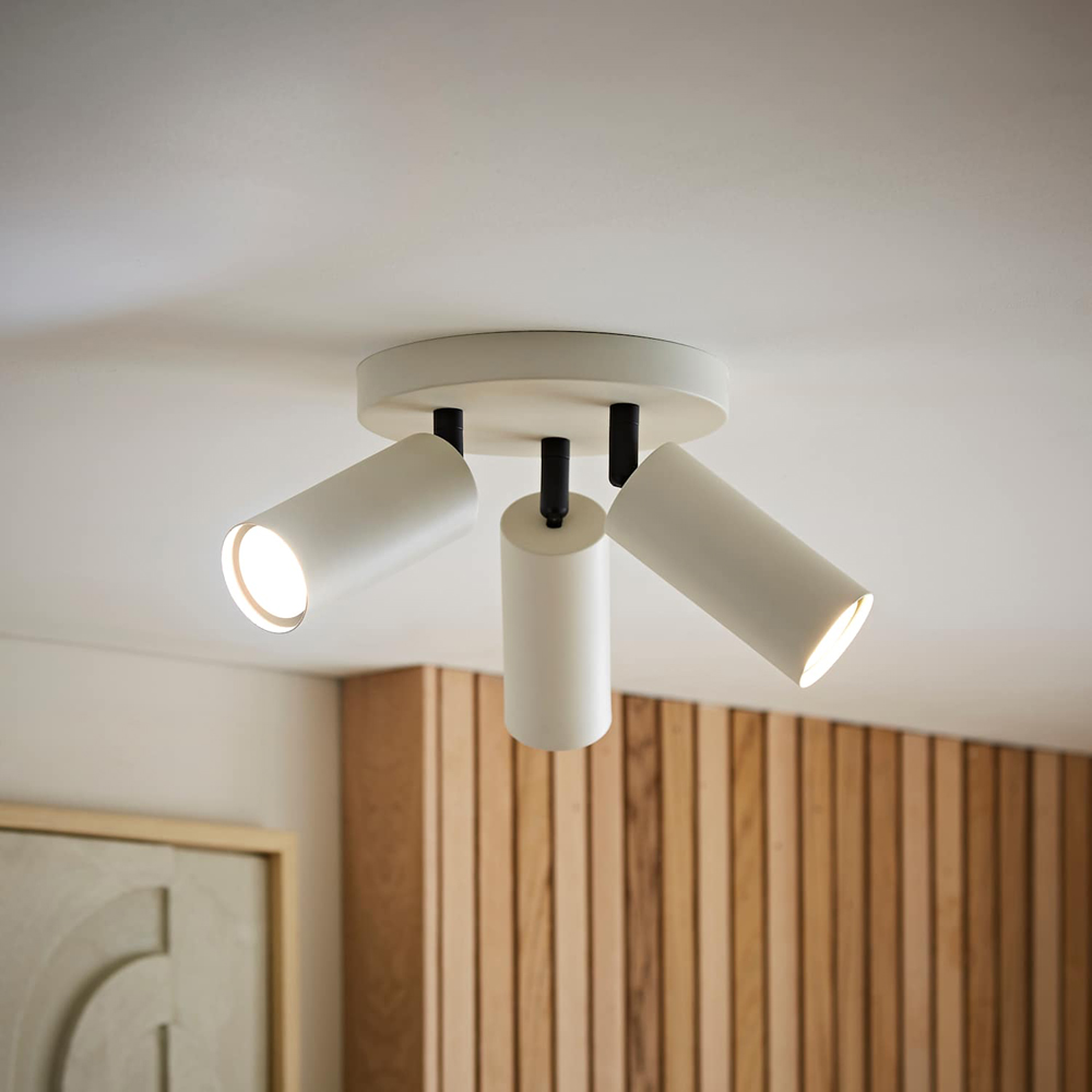 ValueLights Taylor Matte Beige Tube 3 Way Adjustable Ceiling Spotlight with Bulbs Image 2