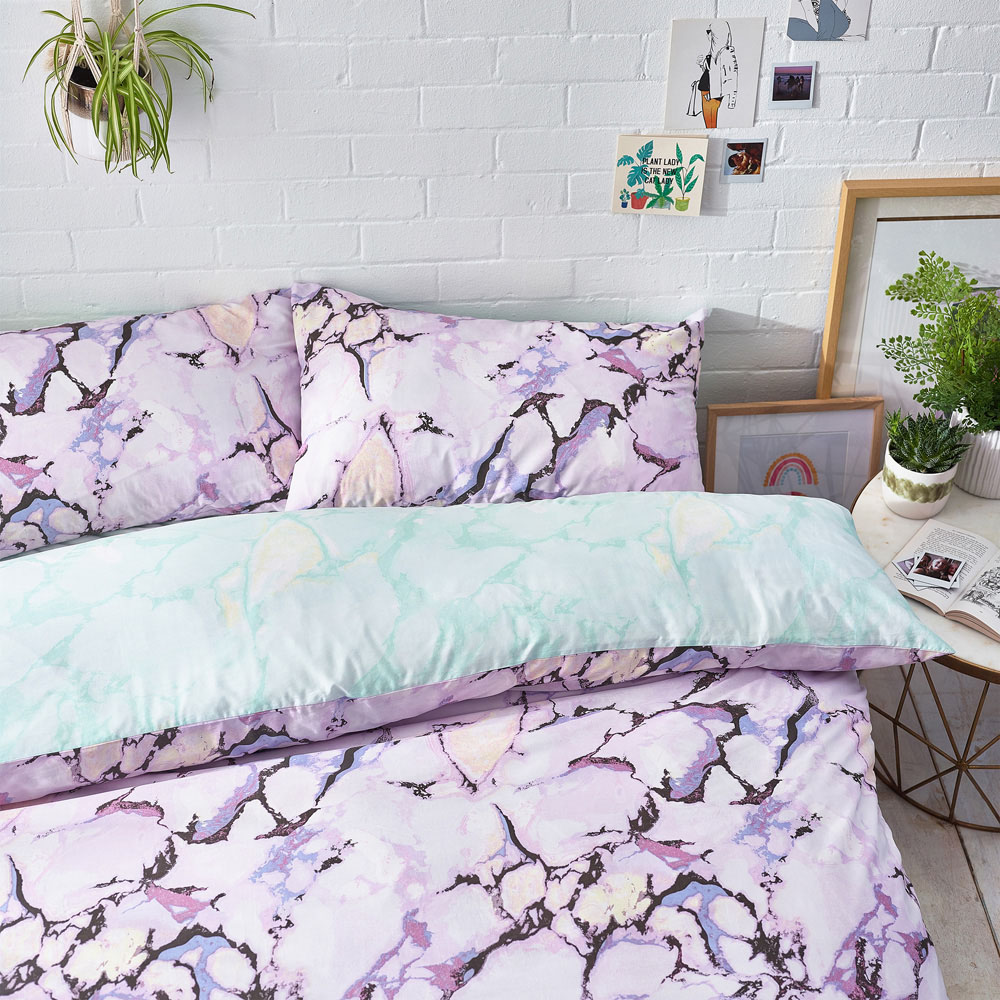 Style Lab Marble Single Pastel Purple Abstract Duvet Cover Set Image 3