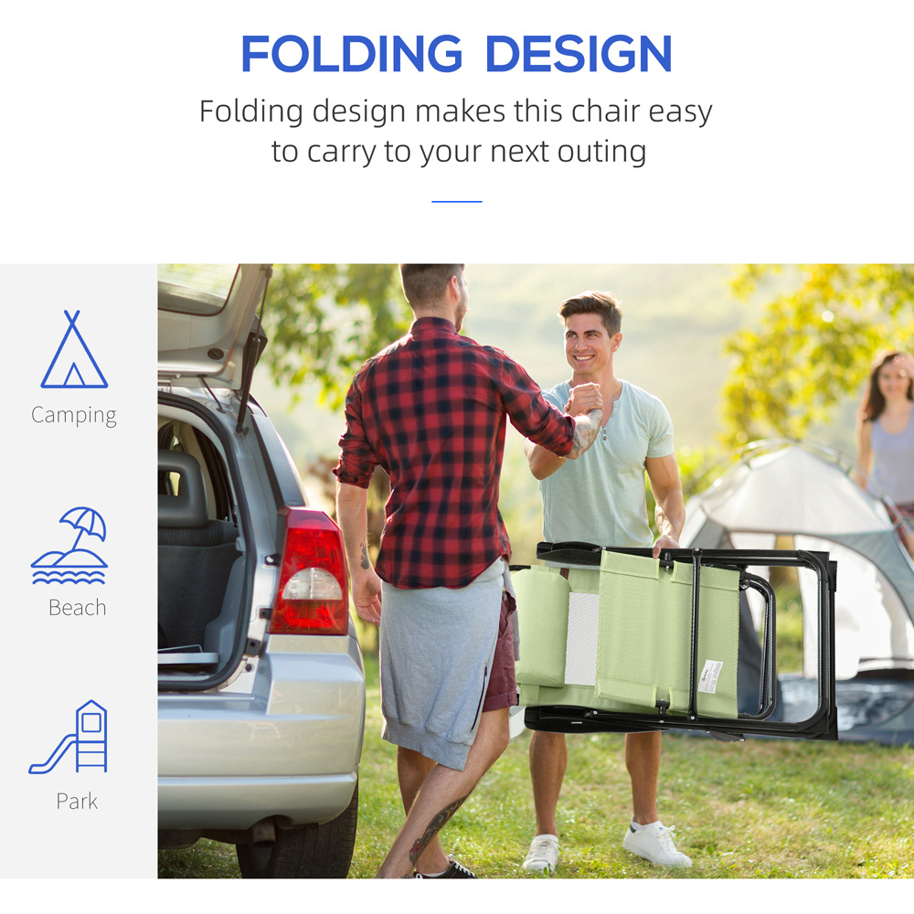 Outsunny Set of 2 Green Folding Recliner Camping Chair Image 8