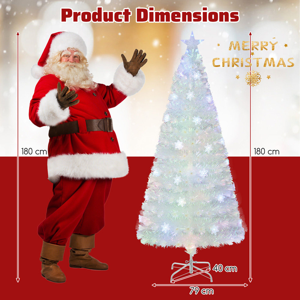 Costway 36 Multicolour LED White Fibre Optic Pre-Lit Artificial Christmas Tree 6ft Image 9