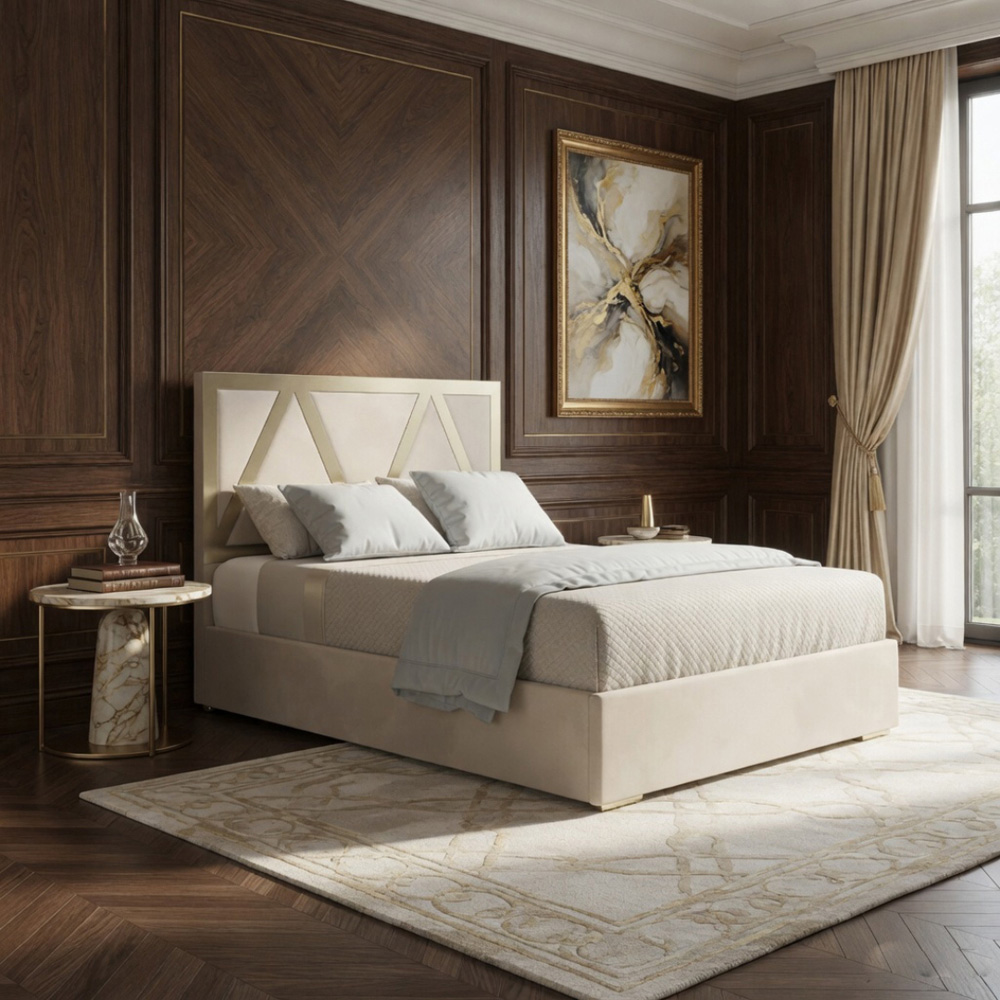 Alison Silver Single Velvet Upholstered Metal Bed Frame with Panelled Headboard Image 5