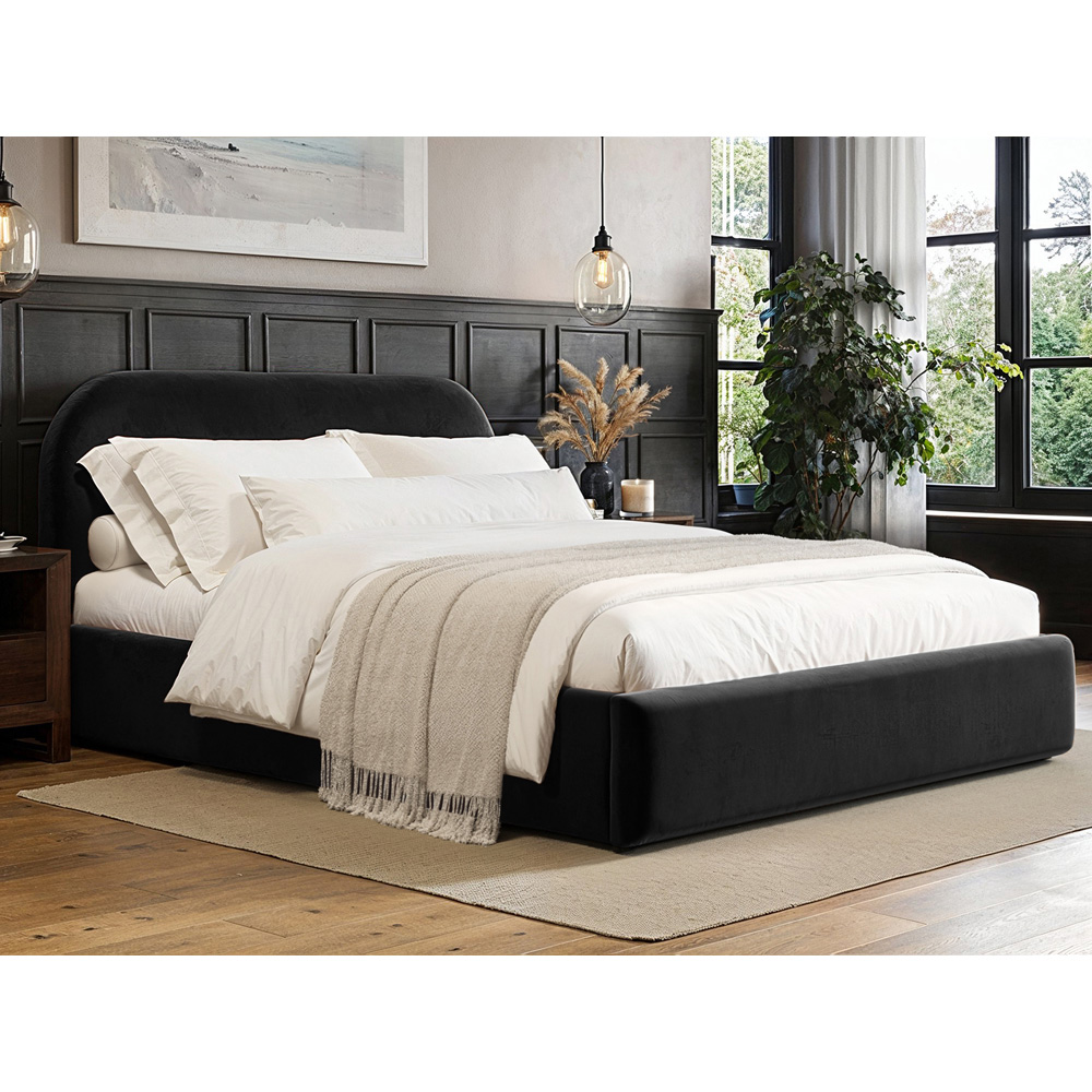 Flair Alba King Size Black Velvet Ottoman Bed Image 6
