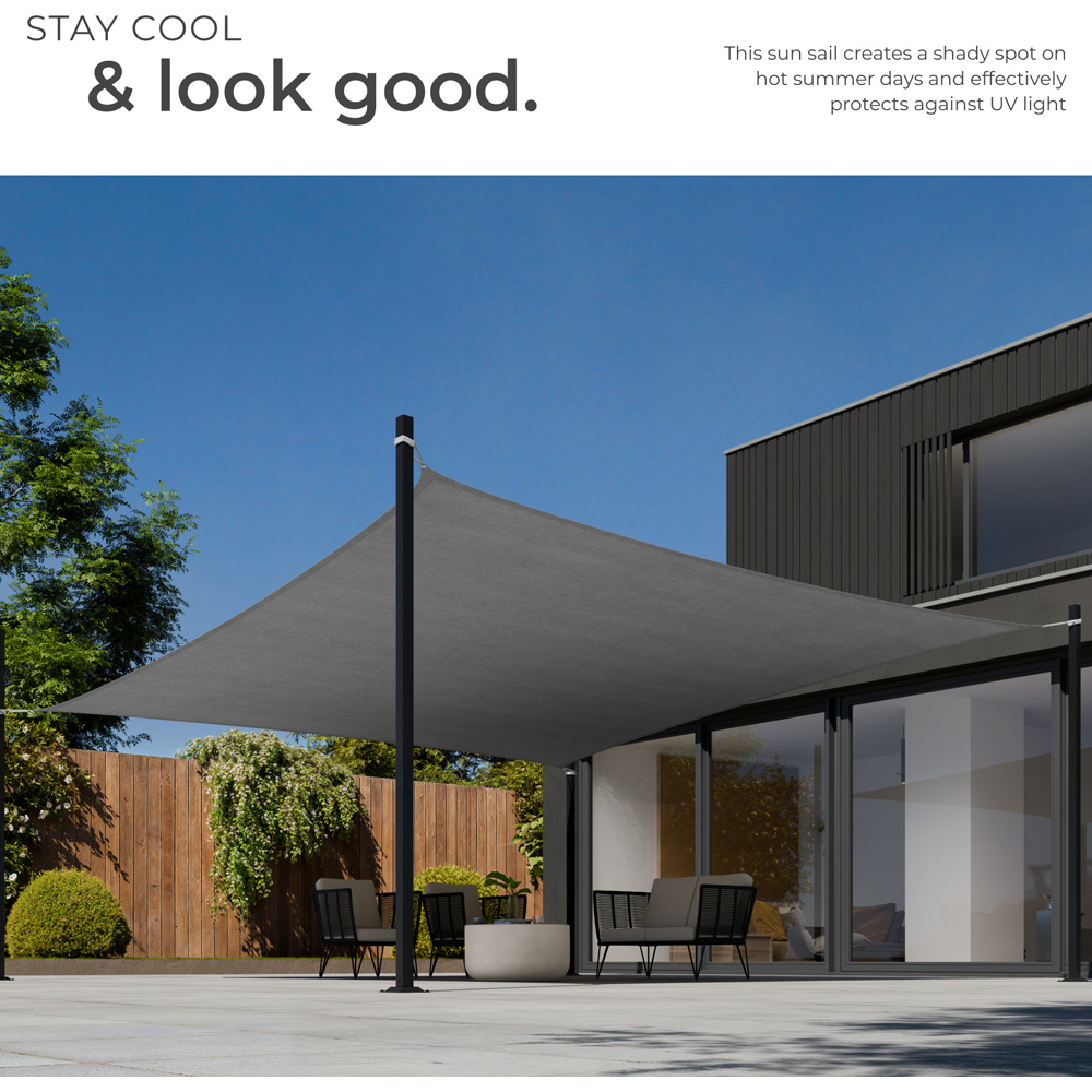 tectake Grey UV 50+ Rectangular Shade Sail 540cm Image 4