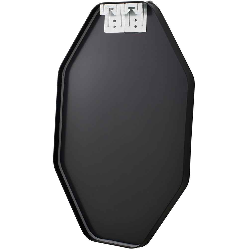 Living and Home Black Hexagonal Aluminium Framed HD Float Glass Bathroom Mirror with Bar 40 x 60cm Image 4