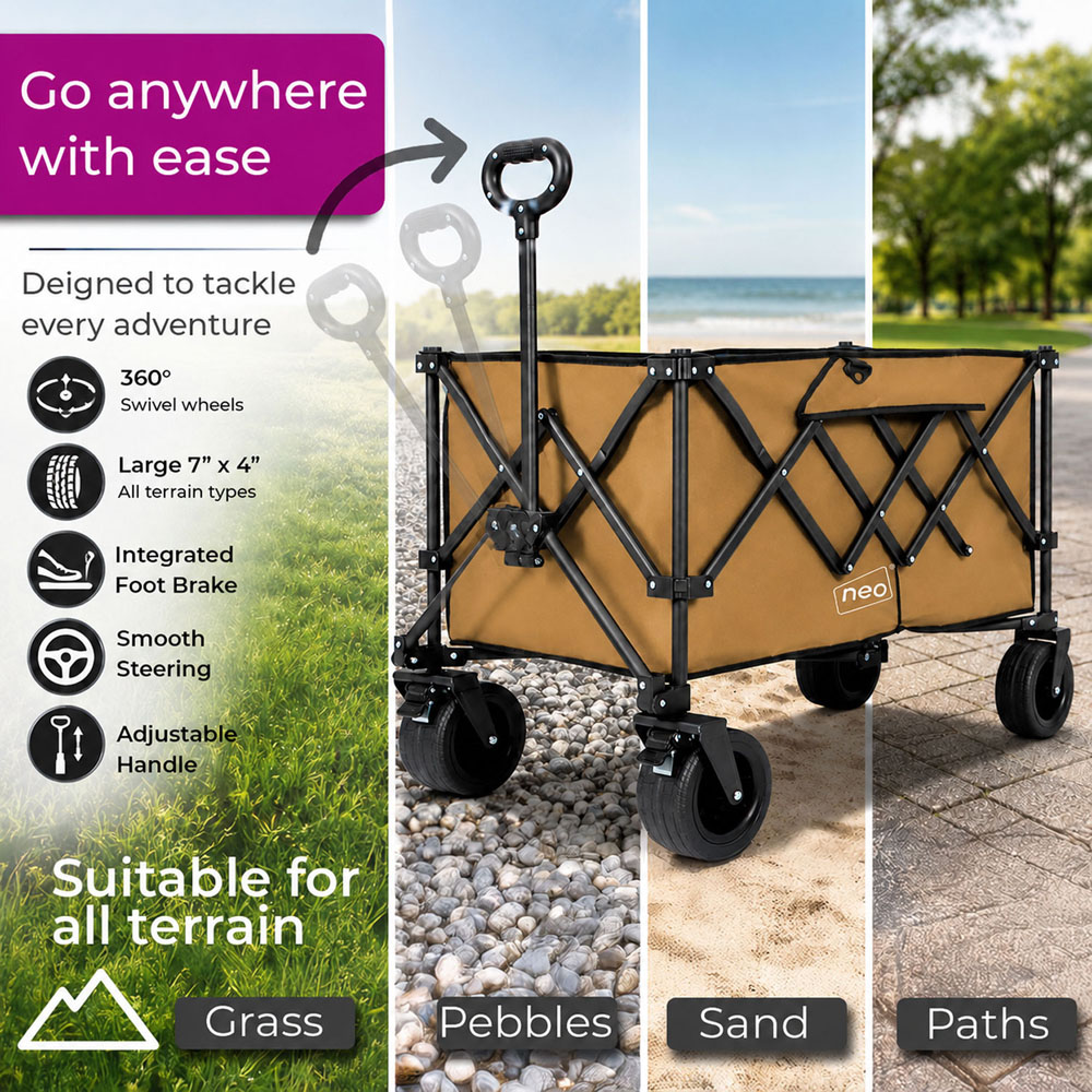 Neo Direct 300L Khaki Heavy Duty Folding Garden Trolley Cart Image 6